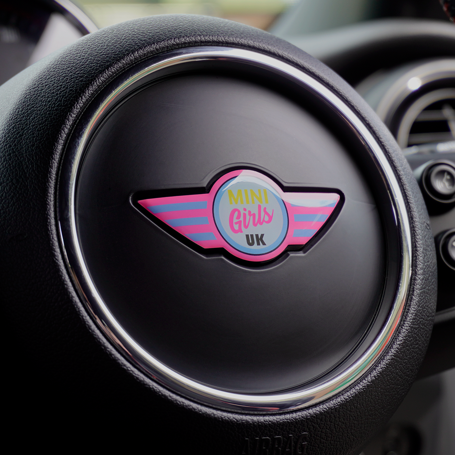 MINI Girls UK Official Pink Steering Wheel Badge